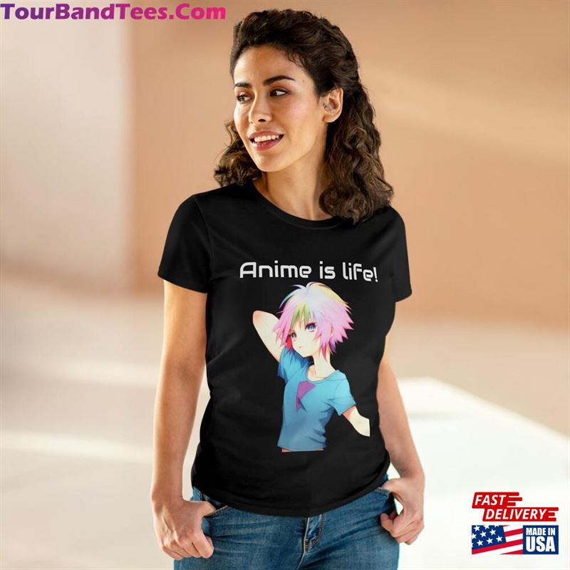 Anime Is Life Rainbow Haired Girl Women’S Midweight Cotton Tee Hoodie T-Shirt 29Uf142268 – Utopia Fashion