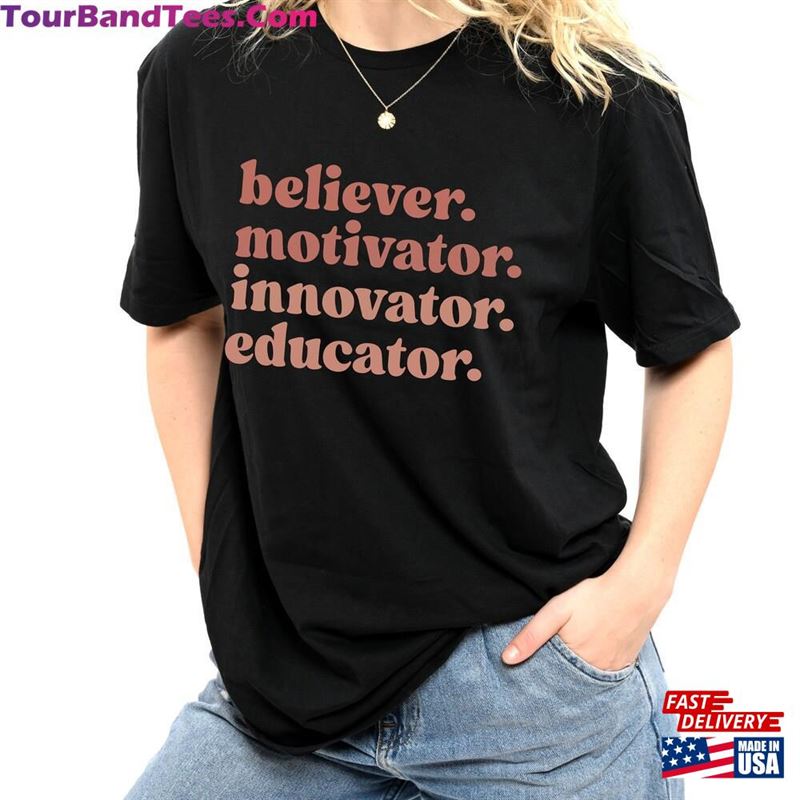 Believer Motivator Innovator Educator Retro T-Shirt Teacher Shirt Gifts Hoodie Sweatshirt 29Uf147036 – Utopia Fashion