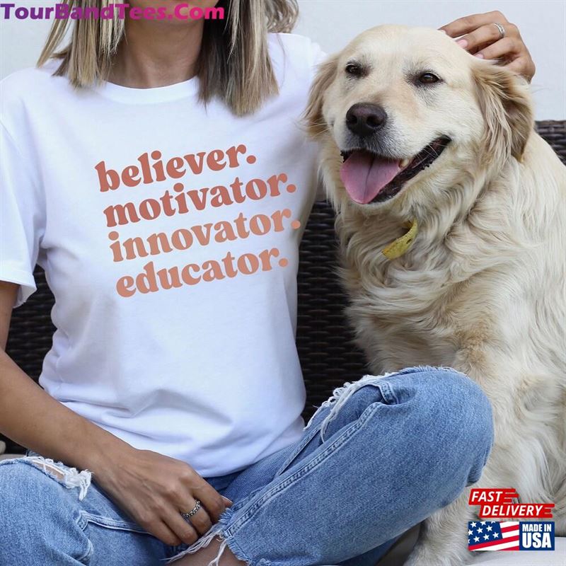 Believer Motivator Innovator Educator Retro T-Shirt Teacher Shirt Gifts Hoodie Sweatshirt 29Uf147036 – Utopia Fashion