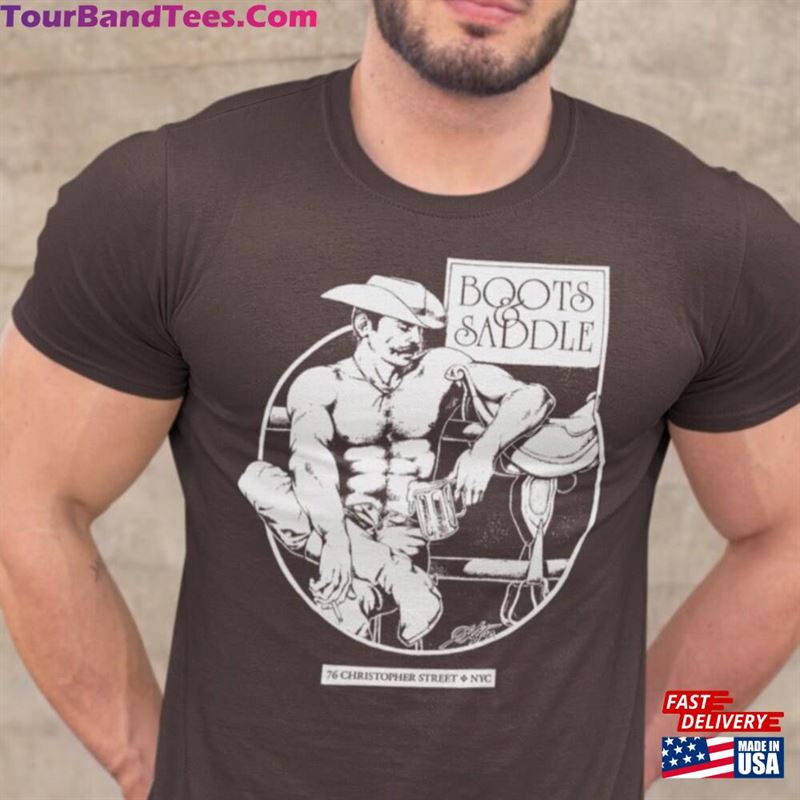 Boots And Saddle Gay Rodeo Shirt Retro Queer Tee Vintage Illustration Graphic Shirts Classic Hoodie 29Uf164599 – Utopia Fashion