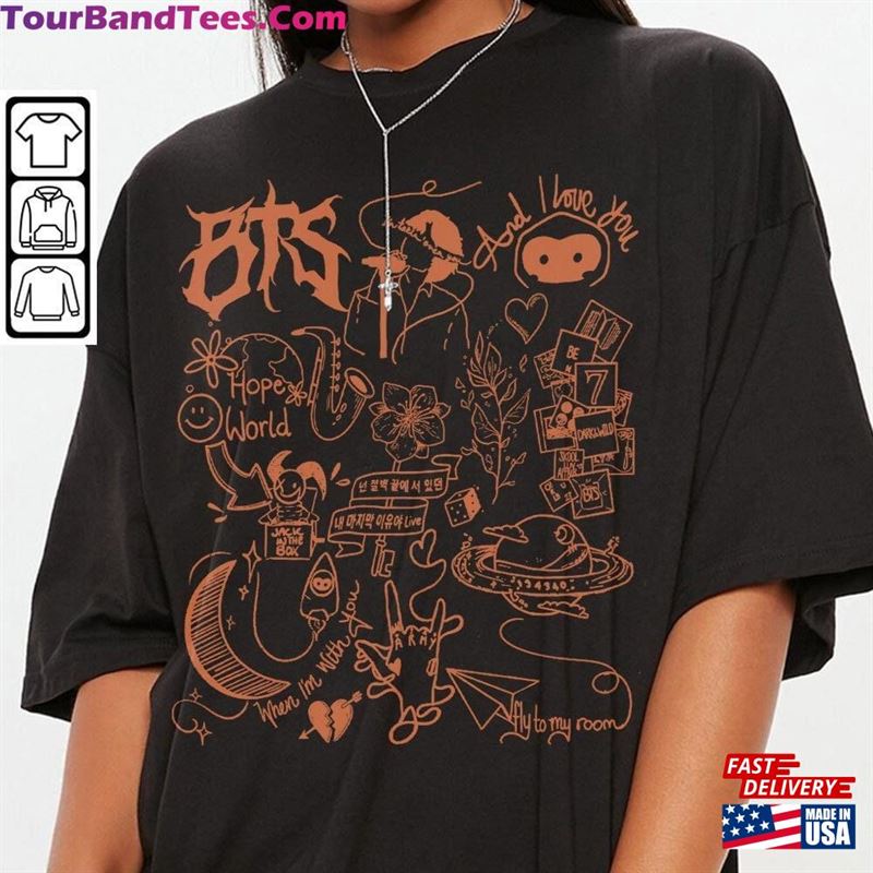 Bts Doodle Art Shirt Vintage Album Lyrics Tattoo Sweatshirt Hoodie Tour Concerts V1 Da3005Dt Classic 29Uf163765 – Utopia Fashion