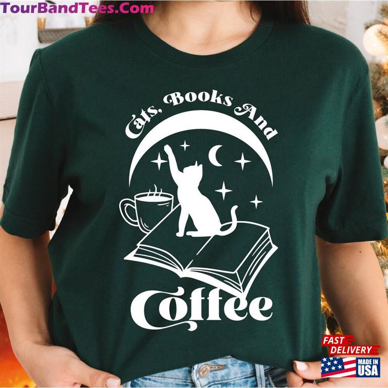 Cats Books Coffee T-Shirts Lover Shirt Funny Cat Classic Hoodie 29Uf163538 – Utopia Fashion