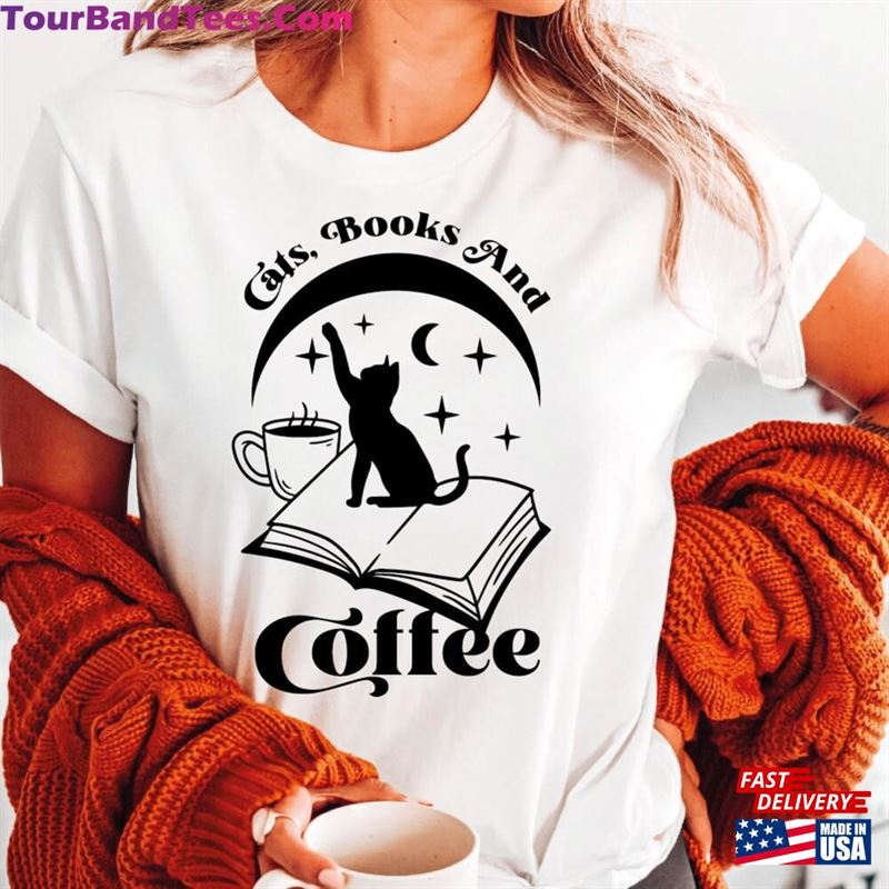 Cats Books Coffee T-Shirts Lover Shirt Funny Cat Classic Hoodie 29Uf163538 – Utopia Fashion