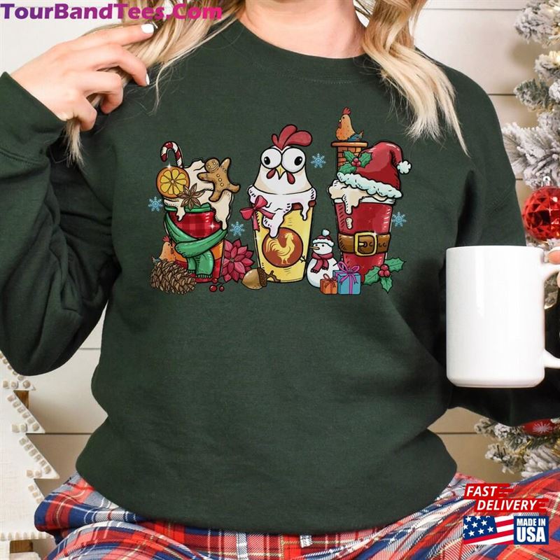 Christmas Coffee Chicken Sweatshirt Funny Farmer Shirt Hoodie T-Shirt 29Uf147282 – Utopia Fashion