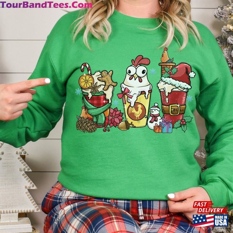 Christmas Coffee Chicken Sweatshirt Funny Farmer Shirt Hoodie T-Shirt 29Uf147282 – Utopia Fashion