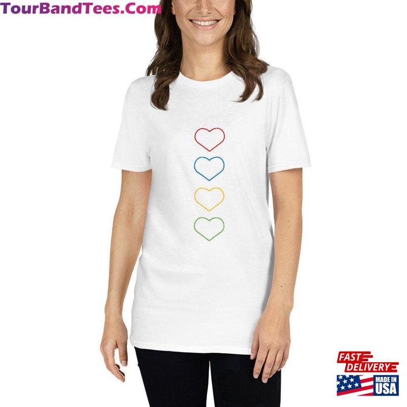 Coloured Hearts Short Sleeve Unisex T-Shirt Sweatshirt 29Uf164255 – Utopia Fashion