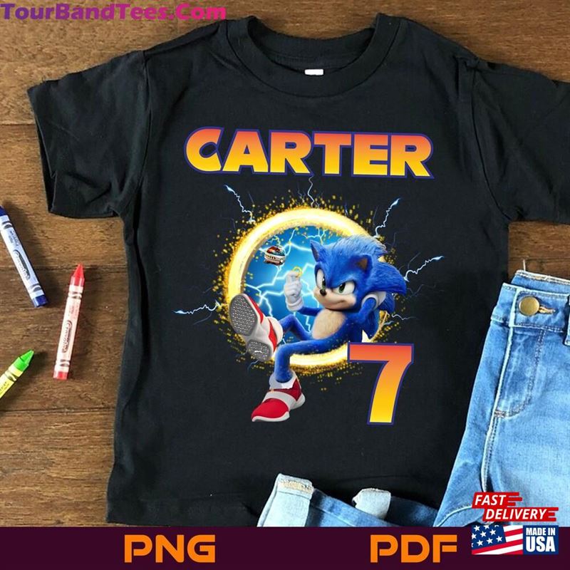 Custom Sonic Birthday Shirt Print Name And Age Png Design Classic T-Shirt 29Uf147316 – Utopia Fashion