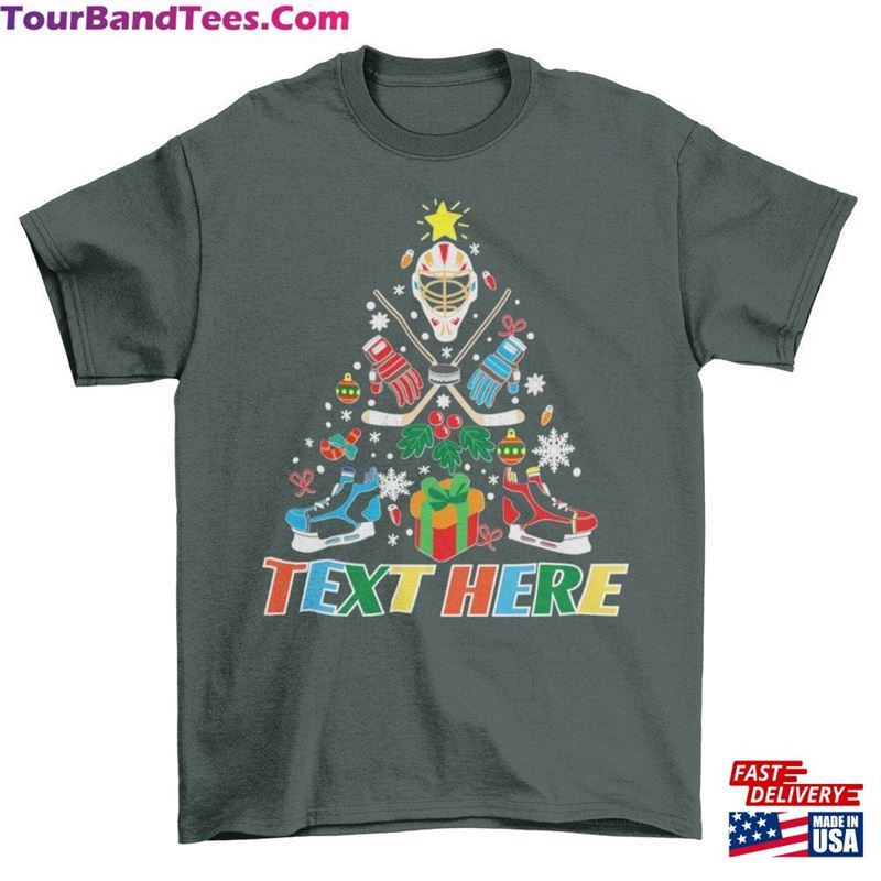 Customized Cute Hockey Christmas Tree Style Design Sport Custom Text Classic T-Shirt 29Uf152592 – Utopia Fashion