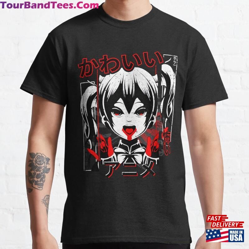 Cute Amp Creepy Japanese Dark Kawaii Japan Anime Girl Halloween Scary Design For And Manga Lovers Classic T-Shirt Hoodie 29Uf163933 – Utopia Fashion