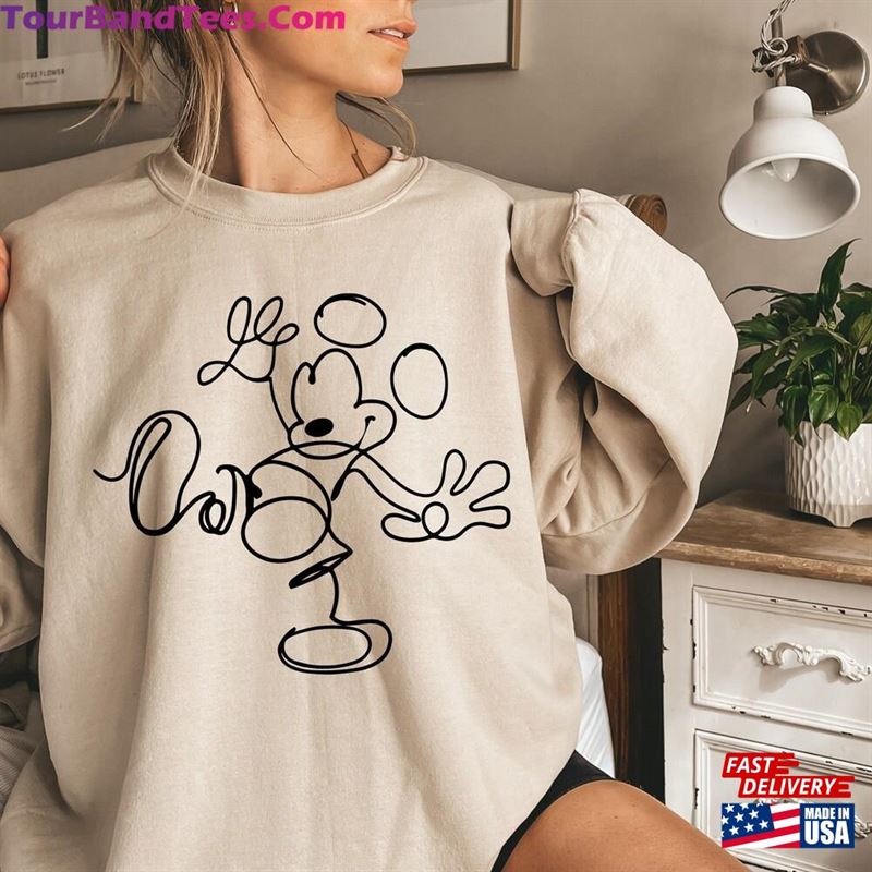 Cute Mickey Line Art Shirt Sketch T-Shirt Disney World Sweatshirt 29Uf142357 – Utopia Fashion