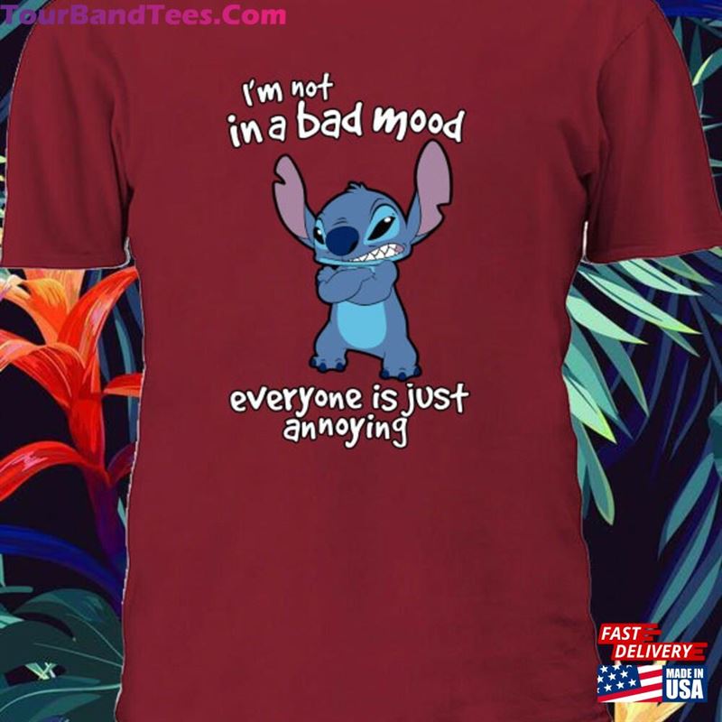 Disney Stitch Lilo Im Not Bad Mood Quotes T-Shirt Top Men Women Ladies Gildan S M Classic Unisex 29Uf152293 – Utopia Fashion