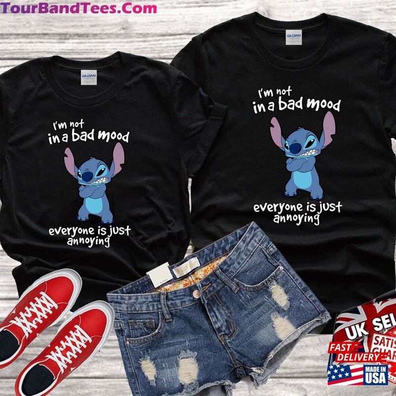 Disney Stitch Lilo Im Not Bad Mood Quotes T-Shirt Top Men Women Ladies Gildan S M Classic Unisex 29Uf152293 – Utopia Fashion