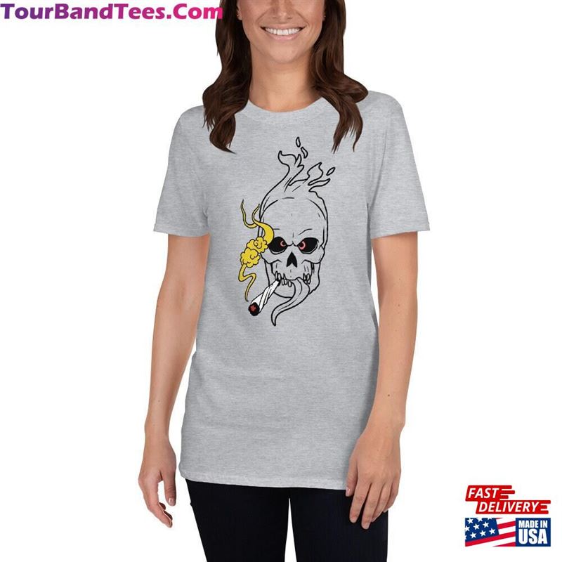 Flaming Skull Smoking Short Sleeve Unisex T-Shirt Classic 29Uf152041 – Utopia Fashion