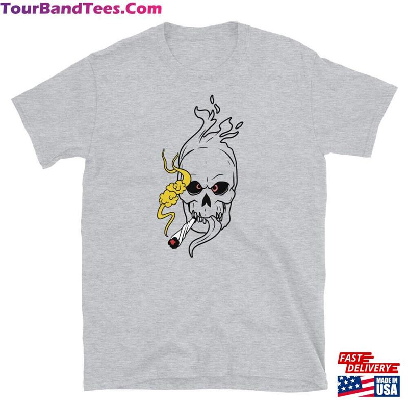 Flaming Skull Smoking Short Sleeve Unisex T-Shirt Classic 29Uf152041 – Utopia Fashion