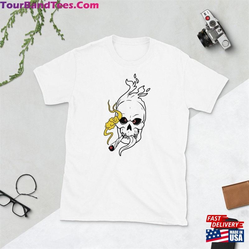 Flaming Skull Smoking Short Sleeve Unisex T-Shirt Classic 29Uf152041 – Utopia Fashion