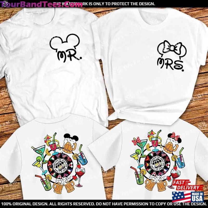 Front And Back Print Disney Mr Mrs Conquering The World One Dring At A Time Couple Shirt T-Shirt Classic 29Uf164197 – Utopia Fashion