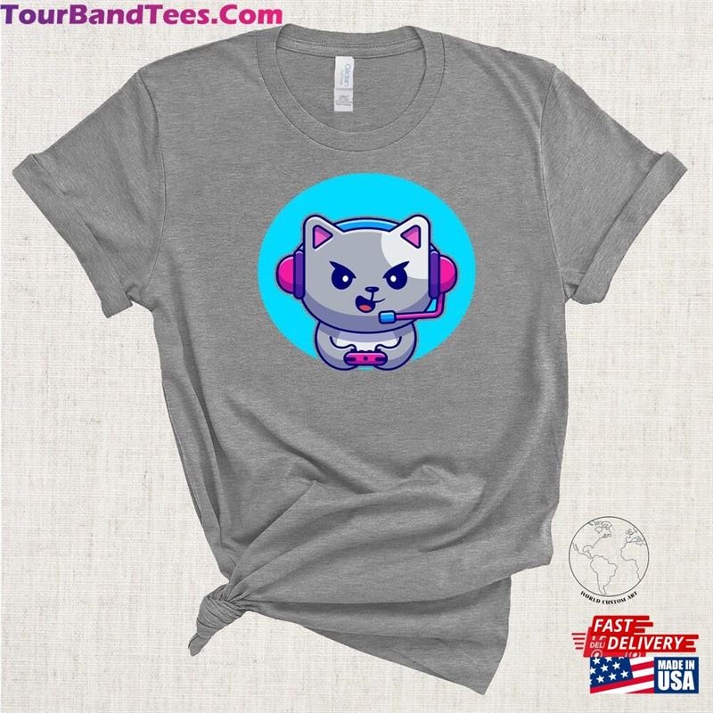 Gamer Cat With Headphone Cartoon Shirt Cute Cats Series Classic T-Shirt 29Uf164058 – Utopia Fashion