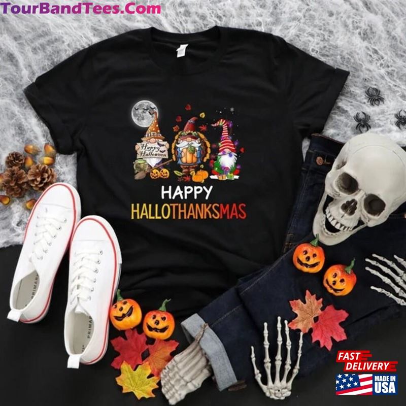 Happy Hallothanksmas Gnomes Halloween Merry Christmas Shirt Unisex T-Shirt 29Uf142347 – Utopia Fashion