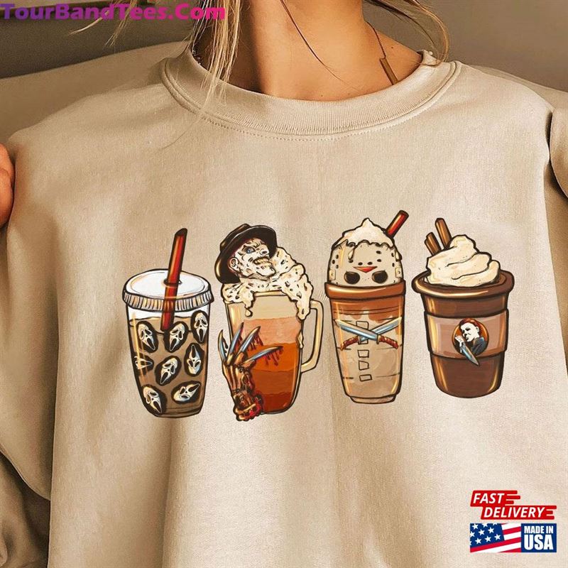 Horror Movie Coffee Latte Sweatshirt Halloween Drink Cozy Shirt Killers Hoodie 29Uf142498 – Utopia Fashion