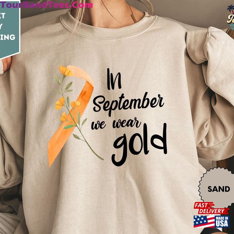 In September We Wear Gold Sweatshirt Childhood Cancer Awareness Ribbon T-Shirt 29Uf163079 – Utopia Fashion