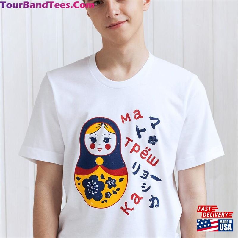 Japanese T-Shirt Sakura Matryoshka Japan Kawaii Russian Doll Dolls Hiragana Kanji Cyrillic Fashion Happy Yoga Printed Men Hoodie Sweatshirt 29Uf147369 – Utopia Fashion