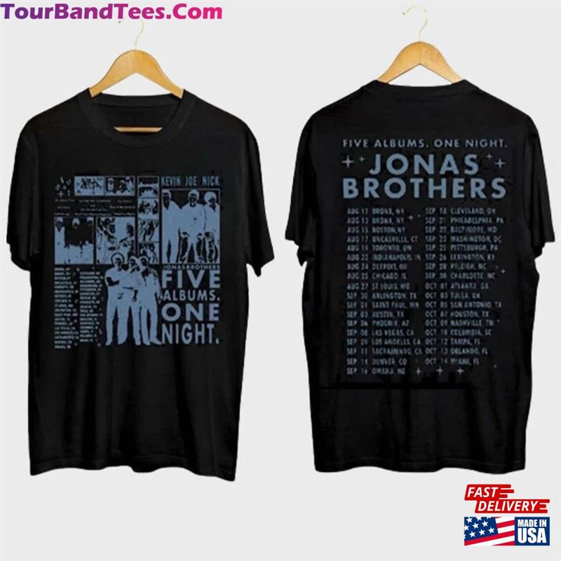 Jonas Brothers Tour Shirt Retro Sides Five Albums One Night Dates Unisex T-Shirt 29Uf157099 – Utopia Fashion