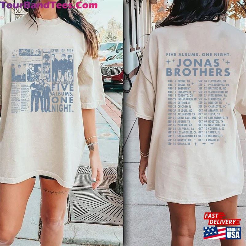 Jonas Brothers Tour Shirt Retro Sides Five Albums One Night Dates Unisex T-Shirt 29Uf157099 – Utopia Fashion