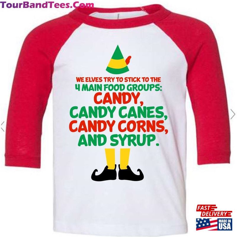 Kids Raglan Elf Christmas Shirt Main Food Groups Movie Quote Tee Toddler Shirts Youth Unisex Hoodie 29Uf157407 – Utopia Fashion