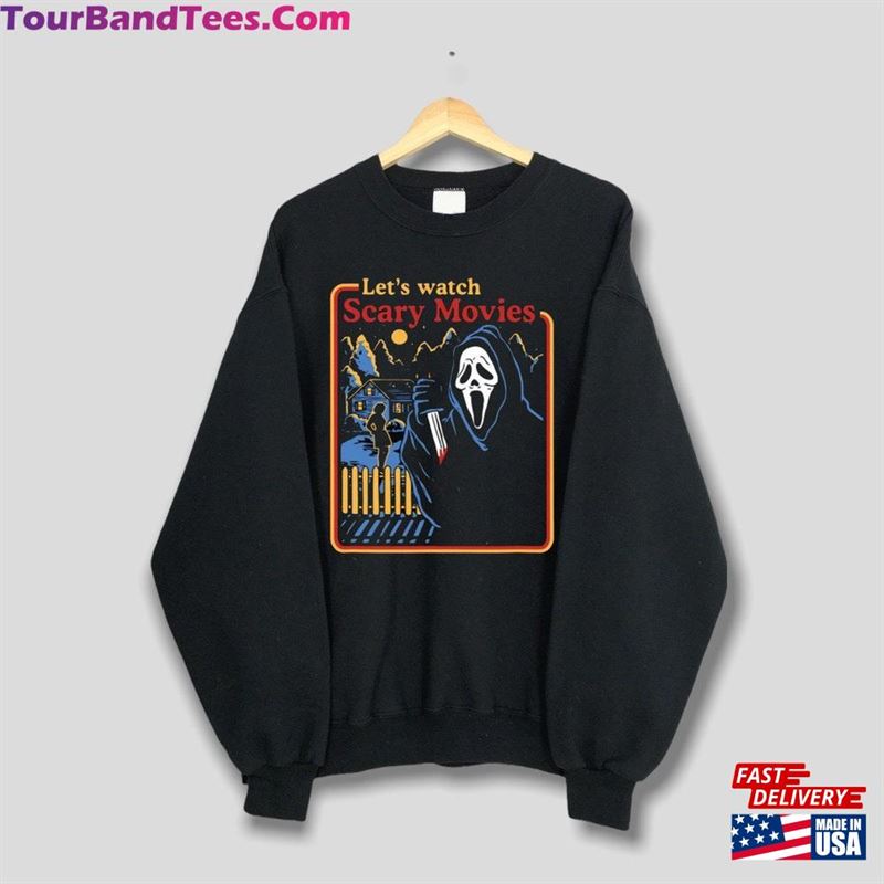 Let’S Watch Scary Movies Crewneck Sweatshirt Scream Vintage Halloween Classic 29Uf152573 – Utopia Fashion