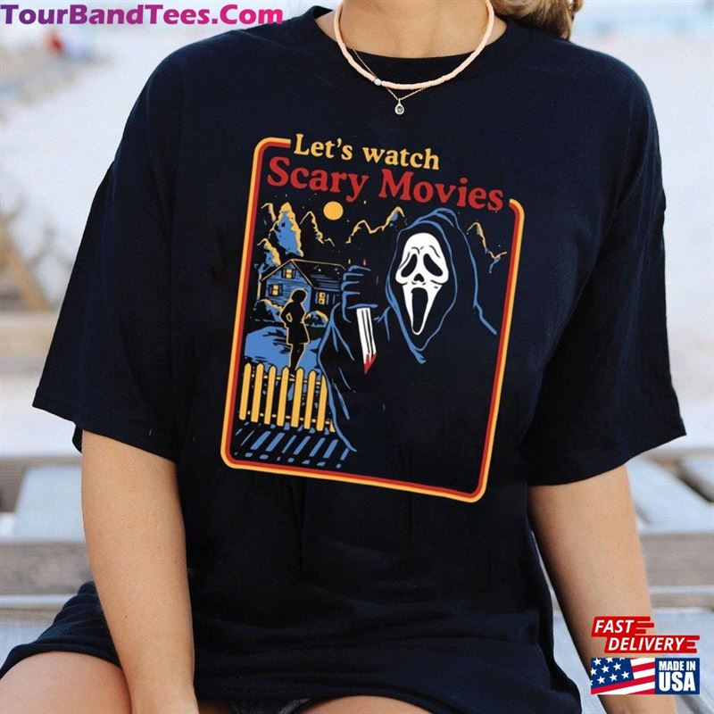 Let’S Watch Scary Movies Crewneck Sweatshirt Scream Vintage Halloween Classic 29Uf152573 – Utopia Fashion