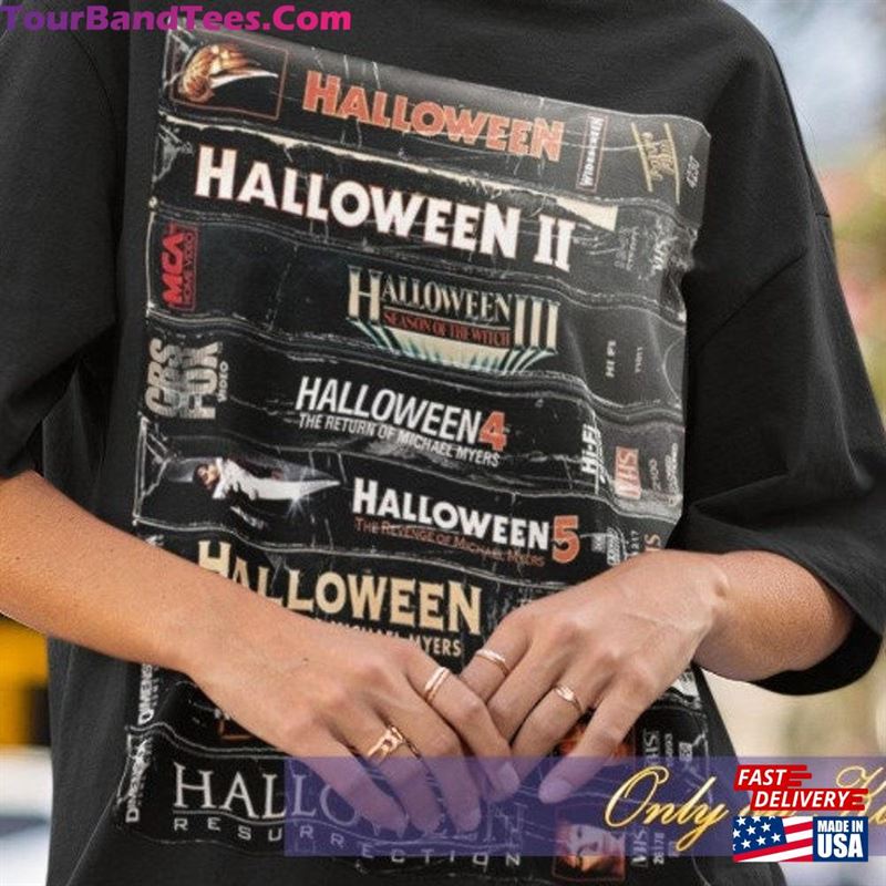 Michael Myers Halloween Horror Movies Vhs Tapes Collection T Shirt Sweatshirt Unisex 29Uf157408 – Utopia Fashion