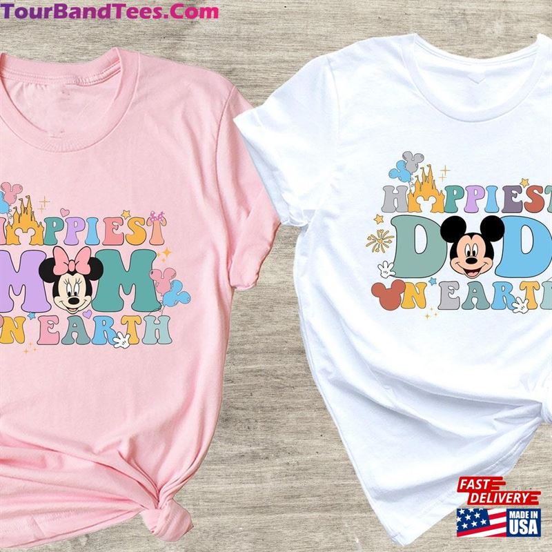 Mickey Happiest Dad On Earth Shirt Minnie Mom Disney Theme Park T-Shirt Hoodie 29Uf142196 – Utopia Fashion