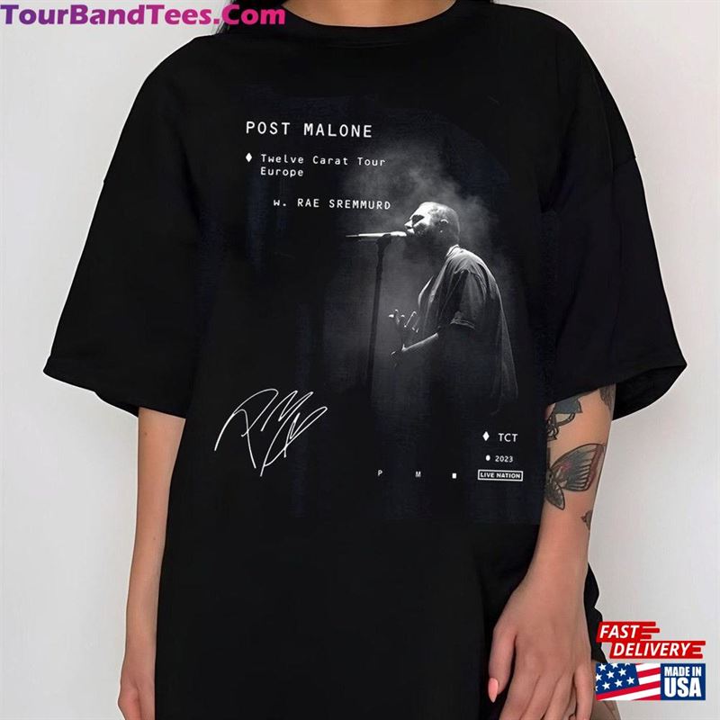 Post Malone Twelve Carat Tour Dates T-Shirt Sides Posty Shirt Europe Sweatshirt Classic 29Uf157227 – Utopia Fashion