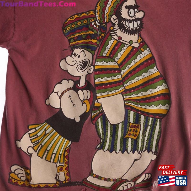 Reggae Popeye And Brutus Cartoon Red Graphic T-Shirt Classic 29Uf164427 – Utopia Fashion