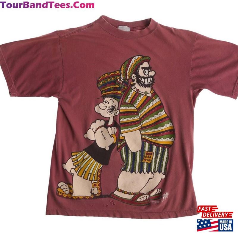 Reggae Popeye And Brutus Cartoon Red Graphic T-Shirt Classic 29Uf164427 – Utopia Fashion