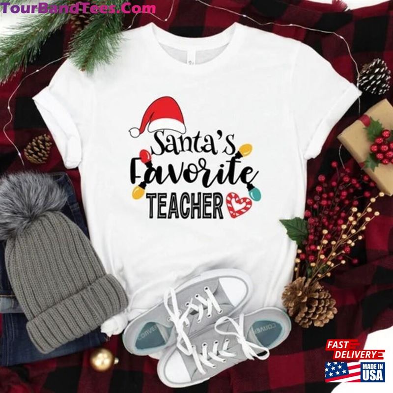 Santa’S Favorite Teacher T-Shirt Christmas Gift Shirt Unisex Sweatshirt 29Uf142356 – Utopia Fashion