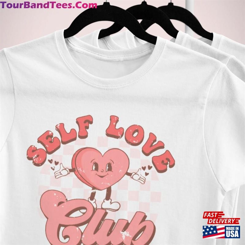 Self Love Club Retro Style Graphic Tee Trendy Large Print Distressed Text Pink Fun Cartoon Heart Shirt Hoodie Sweatshirt 29Uf163419 – Utopia Fashion