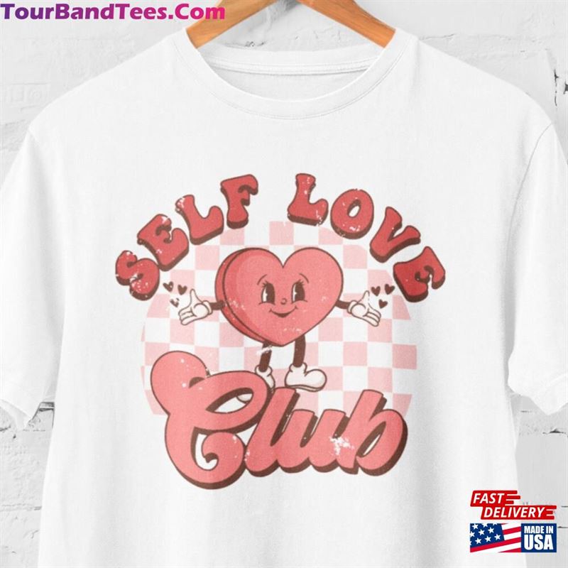 Self Love Club Retro Style Graphic Tee Trendy Large Print Distressed Text Pink Fun Cartoon Heart Shirt Hoodie Sweatshirt 29Uf163419 – Utopia Fashion