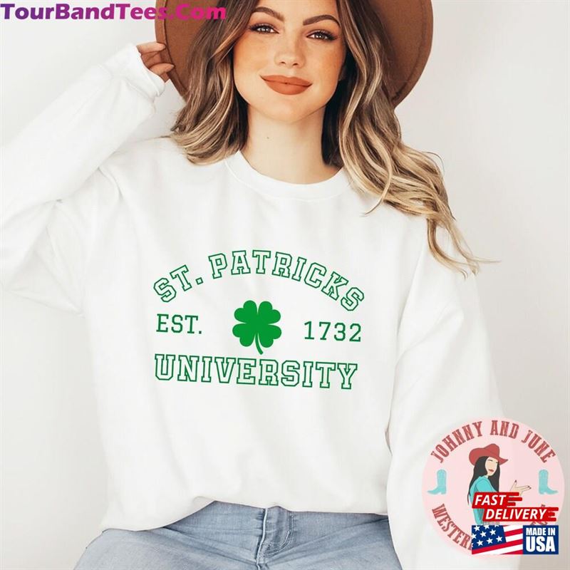 Shamrock College Sweatshirt University Sweater Funny St Patricks Day Sweatshirts T-Shirt 29Uf157580 – Utopia Fashion