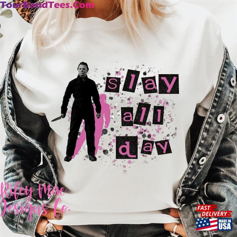 Slay All Day Halloween Shirt Horror Slasher Movie Hoodie T-Shirt 29Uf147547 – Utopia Fashion