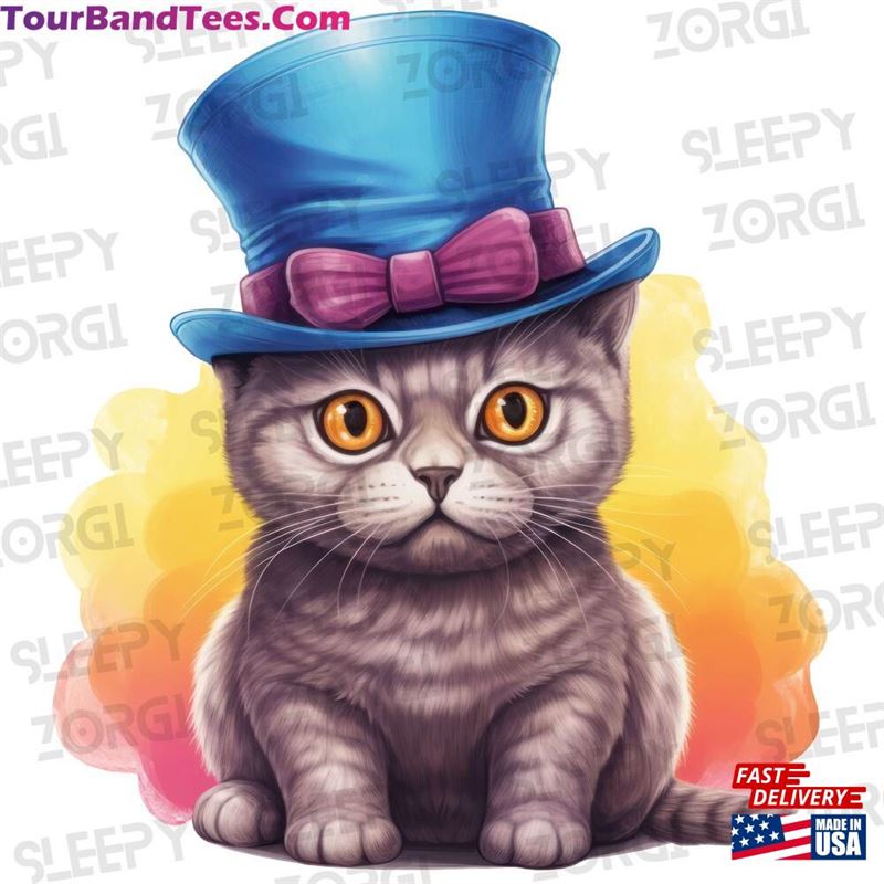 Sz33 Cute Colorful British Shorthair Wearing Top Hat Png Cat Sublimation Design For Shirts Classic Unisex 29Uf142157 – Utopia Fashion