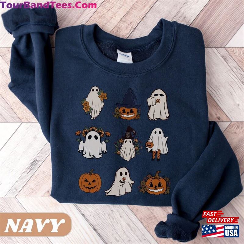 Vintage Ghost Halloween Sweatshirt Spooky Pumpkin Crewneck Season T-Shirt 29Uf152111 – Utopia Fashion